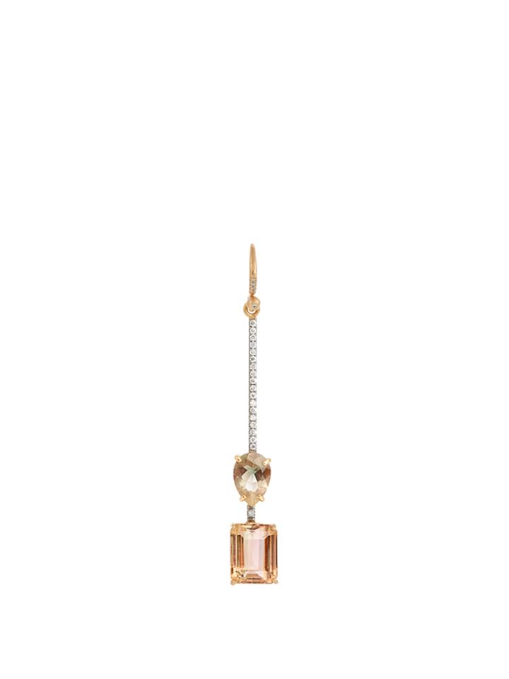 Irene Neuwirth Diamond, Sunstone, Tourmaline & Gold Earring