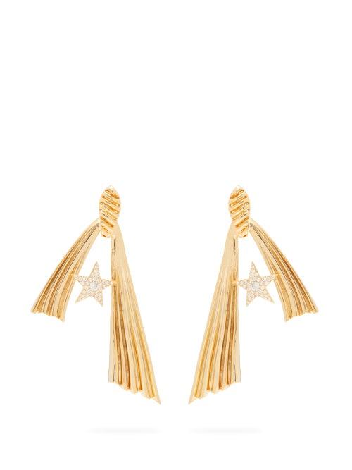 Matchesfashion.com The Attico - Amore Stella Crystal Embellished Earrings - Womens - Gold