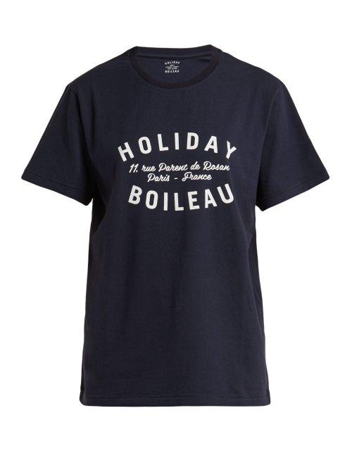 Matchesfashion.com Holiday Boileau - Printed Cotton T Shirt - Womens - Navy