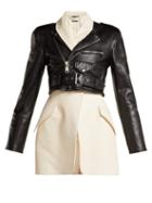 Matchesfashion.com Alexander Mcqueen - Leather Biker Suit Jacket - Womens - Black White