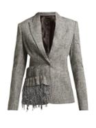 Matchesfashion.com Carl Kapp - Frill Trim Tweed Blazer - Womens - Grey Multi