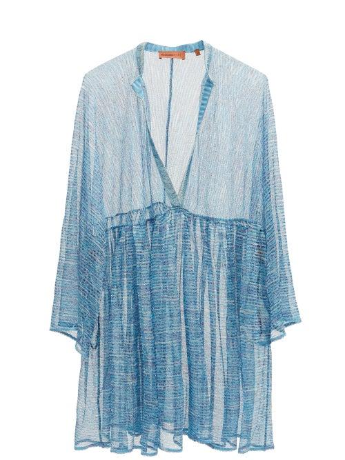 Matchesfashion.com Missoni Mare - V-neck Striped Lam-jacquard Coverup - Womens - Blue Multi