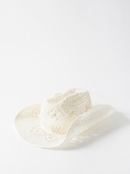 Ruslan Baginskiy - Monogram-embroidered Straw Cowboy Hat - Womens - Off White
