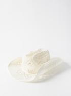 Ruslan Baginskiy - Monogram-embroidered Straw Cowboy Hat - Womens - Off White