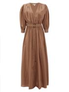 Matchesfashion.com White Story - Aphrodite Belted Cotton-poplin Shirt Dress - Womens - Brown