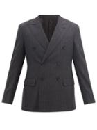 Matchesfashion.com Caruso - Double-breasted Peak-lapel Pinstriped Wool Jacket - Mens - Grey