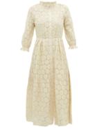 Matchesfashion.com Apiece Apart - Suenos Cotton Blend Broderie Anglaise Midi Dress - Womens - Cream