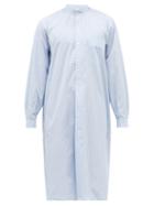 Charvet - Stand-collar Striped Linen Tunic Nightshirt - Mens - Blue White