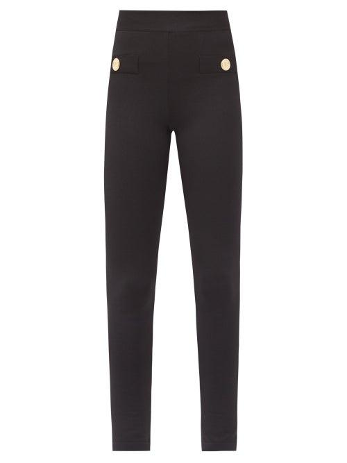 Matchesfashion.com Balmain - B-button Stretch-jersey Leggings - Womens - Black