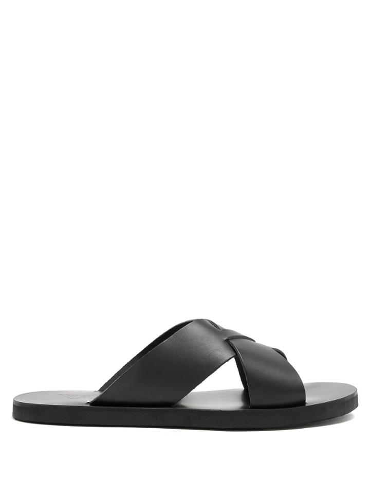 Ancient Greek Sandals Bios Cross-strap Leather Slides