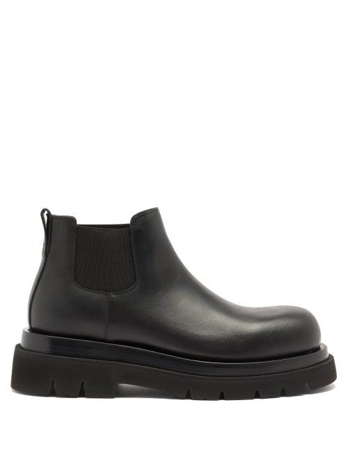 Mens Shoes Bottega Veneta - Tread-sole Leather Chelsea Boots - Mens - Black