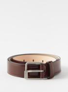 Maison Margiela - Logo-engraved Leather Belt - Mens - Bordeaux