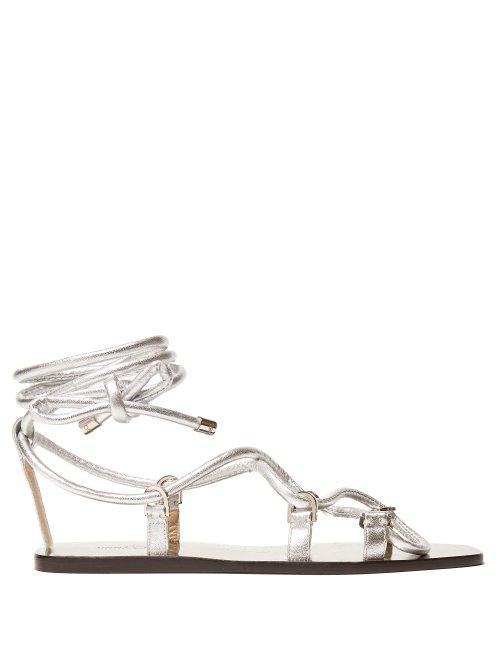 Matchesfashion.com Jimmy Choo - Aziza Wrap Around Leather Sandals - Womens - Silver