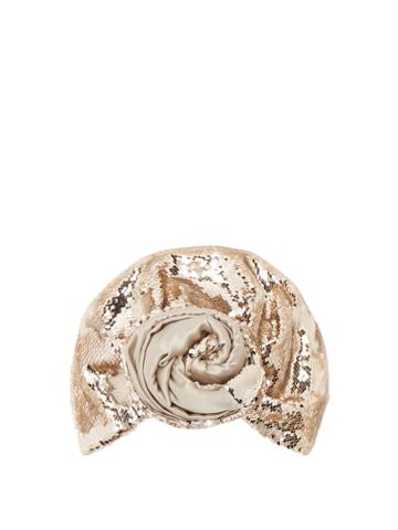 Julia Clancey Sequin-embellished Silk Turban Hat