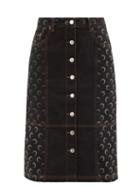 Marine Serre - Crescent Moon-print Recycled Denim Skirt - Womens - Black