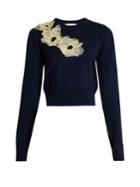 Roksanda Nobuya Floral-appliqu Wool-knit Cropped Sweater