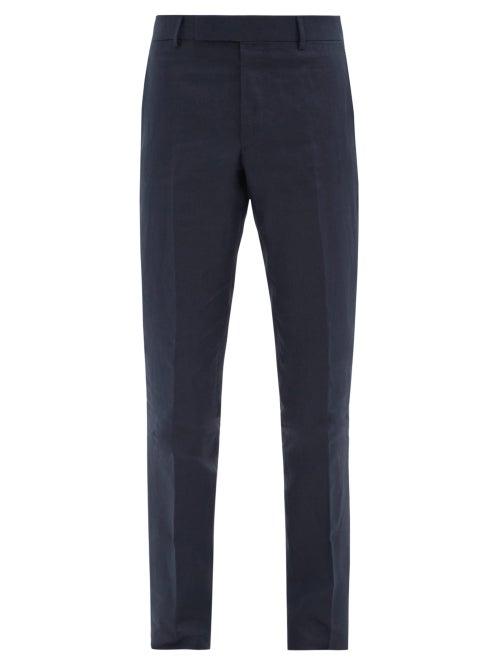 Matchesfashion.com Dunhill - Kensington Slim-leg Linen Trousers - Mens - Light Grey