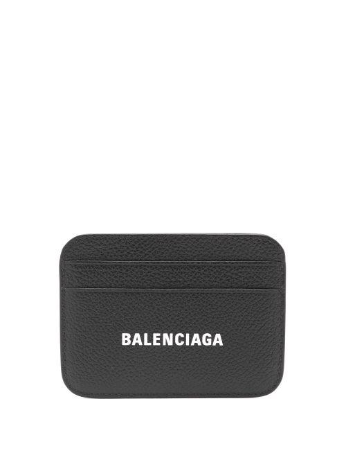 Matchesfashion.com Balenciaga - Logo-print Leather Cardholder - Womens - Black White