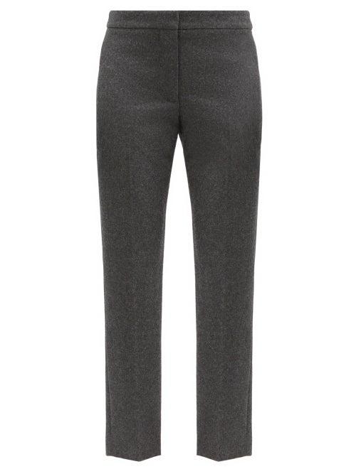Matchesfashion.com Alexander Mcqueen - Straight-leg Cropped Wool-flannel Trousers - Womens - Grey
