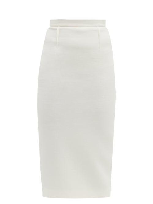 Matchesfashion.com Roland Mouret - Arreton Wool Crepe Pencil Skirt - Womens - White