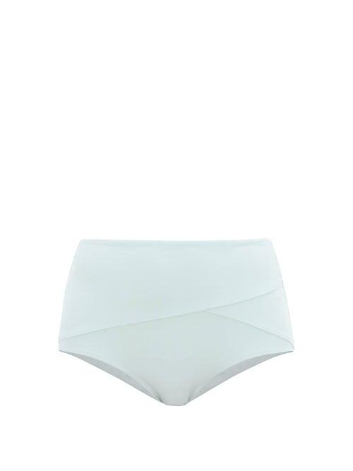 Matchesfashion.com Marysia - Lehi Panelled High-rise Bikini Briefs - Womens - Light Blue