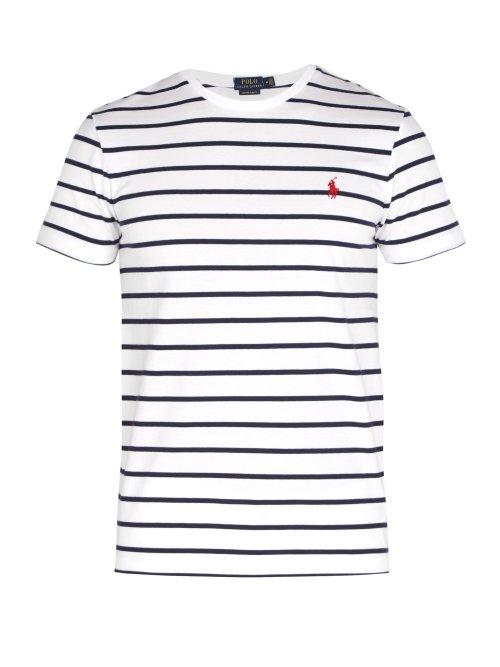 Matchesfashion.com Polo Ralph Lauren - Logo Embroidered Cotton Jersey T Shirt - Mens - White Multi