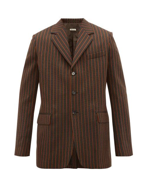 Matchesfashion.com Marni - Pinstripe Single Breasted Wool Blazer - Mens - Orange Multi
