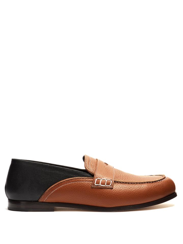 Loewe Foldable-heel Grained-leather Loafers