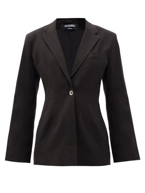 Matchesfashion.com Jacquemus - Novio Single-breasted Hemp-blend Blazer - Womens - Black
