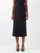 Toteme - Wool-blend Crepe Midi Skirt - Womens - Black