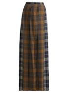 Matchesfashion.com Vivienne Westwood - Contrast Panel Checked Wool Skirt - Womens - Grey Multi
