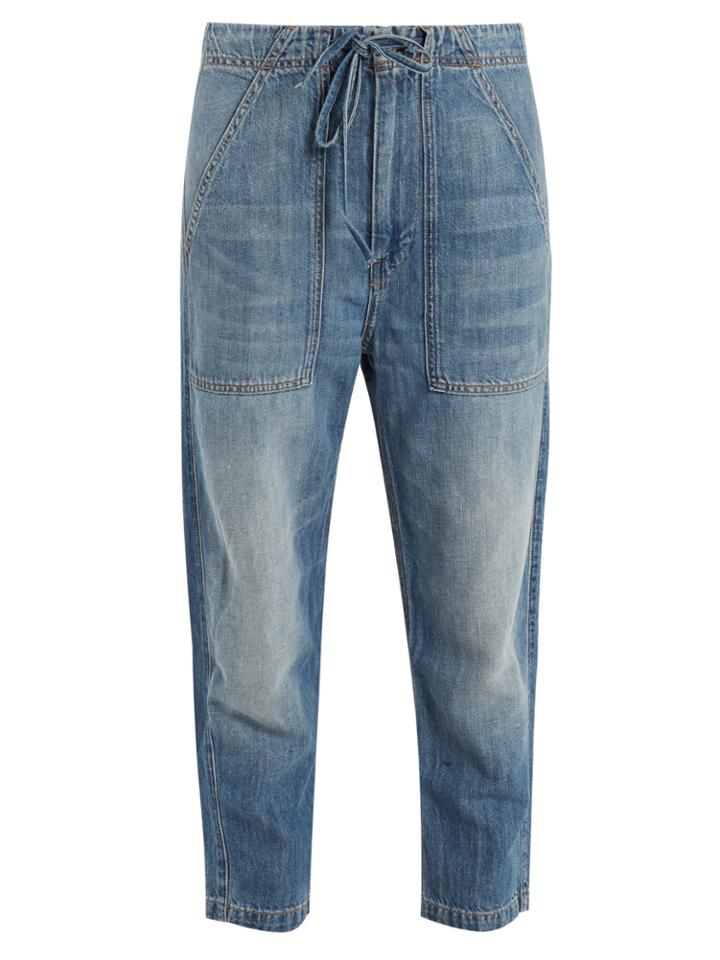 Vince Tapered-leg Cotton-blend Cropped Jeans
