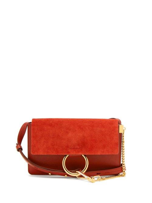 Matchesfashion.com Chlo - Faye Small Suede And Leather Shoulder Bag - Womens - Red