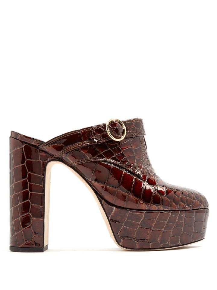 Alexachung Block-heel Crocodile-effect Leather Platform Mules