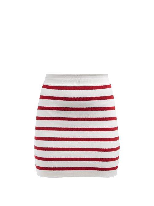 Matchesfashion.com Balmain - Striped Knitted Mini Skirt - Womens - Red White