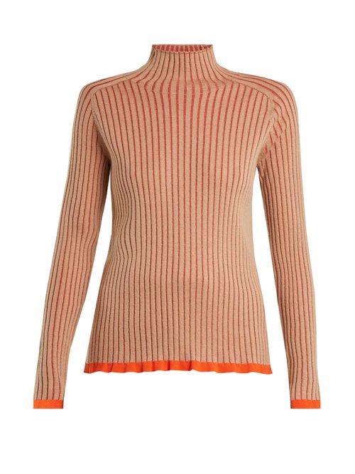 Matchesfashion.com Burberry - Contrast Trim Cashmere Blend Sweater - Womens - Beige