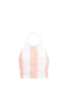 Three Graces London - Rosella Halterneck Striped Linen Top - Womens - Orange Stripe