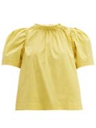 Matchesfashion.com Sea - Luna Puff Sleeve Cotton Poplin Blouse - Womens - Yellow