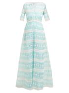 Matchesfashion.com Luisa Beccaria - Silk Organza Gown - Womens - Green White