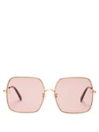 Matchesfashion.com Stella Mccartney - Oversized Square Frame Sunglasses - Womens - Pink Gold