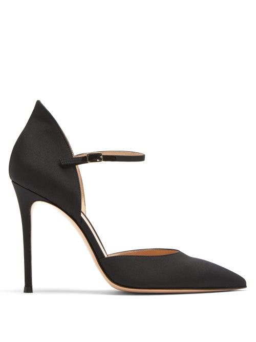 Matchesfashion.com Gianvito Rossi - Point-toe 105 Stiletto Satin Pumps - Womens - Black