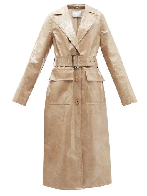 Stand Studio - Vada Belted Coated Faux-leather Coat - Womens - Beige