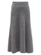 Matchesfashion.com Gabriela Hearst - Pablo Boucl Knit Midi Skirt - Womens - Dark Grey