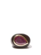 Matchesfashion.com Rosa De La Cruz - Ruby, 18kt Gold & Ebony-wood Ring - Womens - Black Pink