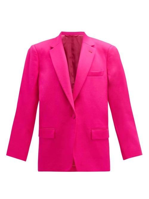 Matchesfashion.com The Attico - Single Breasted Wool Blend Twill Blazer - Womens - Fuchsia