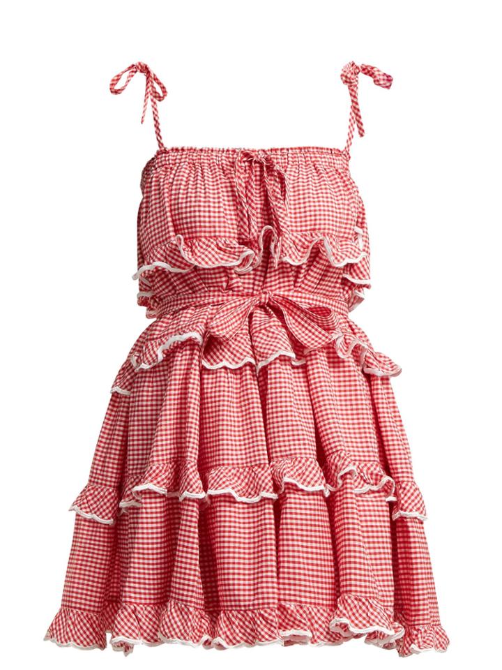 Innika Choo Gingham-print Tiered-ruffle Cotton Dress