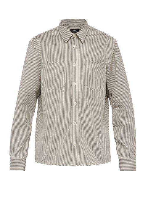 Matchesfashion.com A.p.c. - David Striped Cotton Blend Shirt - Mens - White