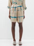 Delos - Marius Shibori-dyed Silk Shorts - Womens - Blue Print