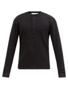 Matchesfashion.com Frame - Cotton Waffle-piqu Henley Top - Mens - Black