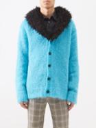 Marni - Faux Shearling Collar Mohair-blend Cardigan - Mens - Light Blue
